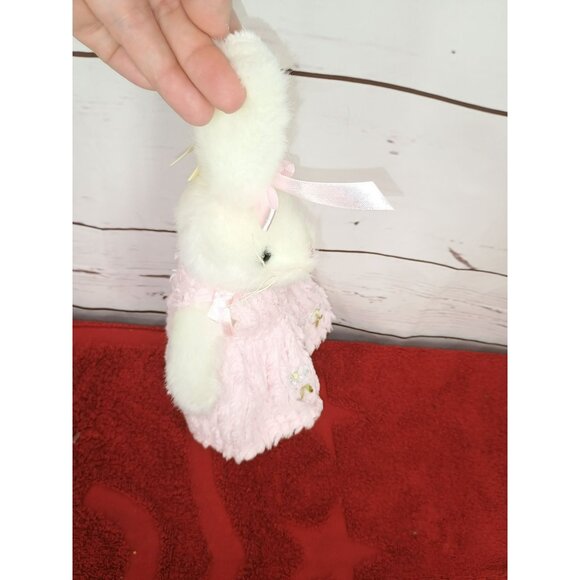 White Plush Bunny In Pink Dress With Floral Embroidery By Unipak Designs Corp 10 - Picture 3 of 6